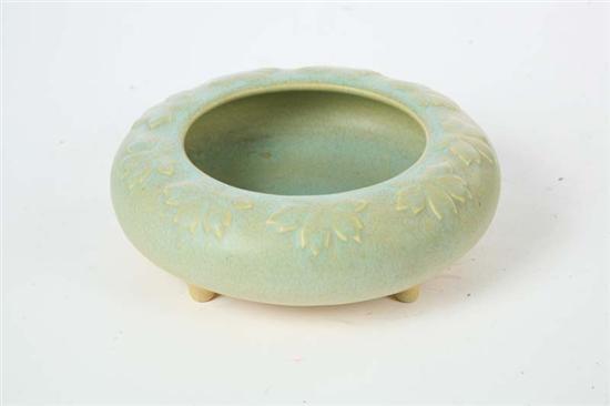 Appraisal: ROOKWOOD BOWL Green and blue matte glaze footed bowl with