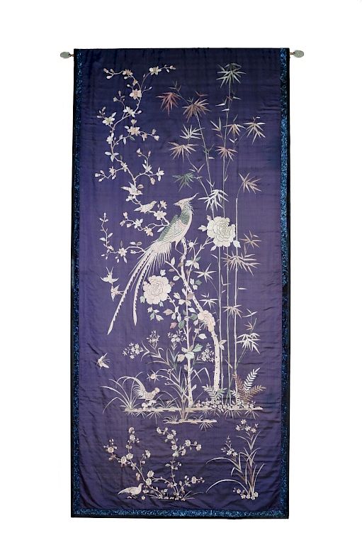 Appraisal: Japanese Meiji Period Silk Embroidery Tapestry H X W