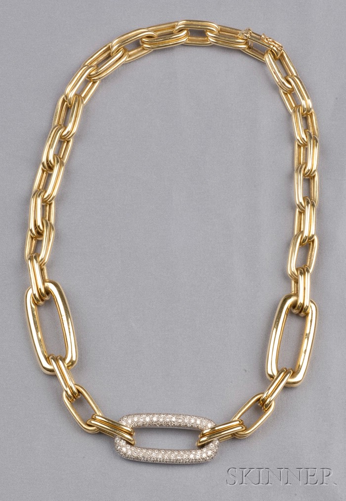 Appraisal: kt Gold and Diamond Necklace M Stowe composed of rectangular