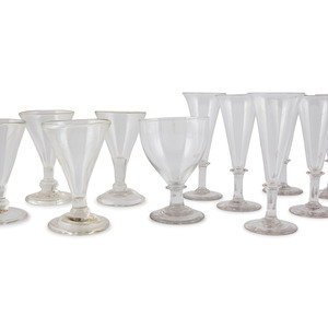 Appraisal: Eleven Blown Glass Goblets th Century Height of largest inches