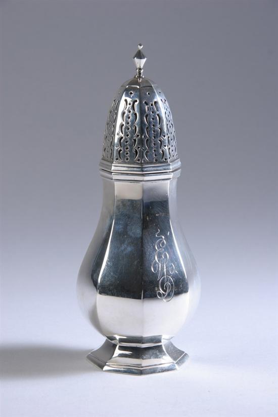 Appraisal: HOWARD STERLING SILVER SUGAR CASTER Circa Faceted bulbous form pierced