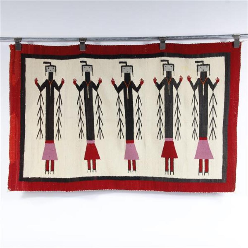 Appraisal: NAVAJO HOMESPUN YEI WITH FIVE CENTRAL FEMALE FIGURES IN SHADES