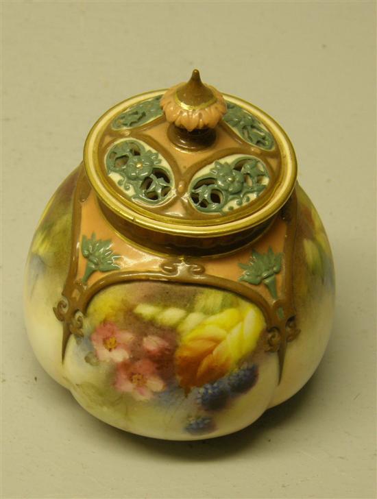 Appraisal: Hadley's Worcester pot pouri jar and pierced cover the base