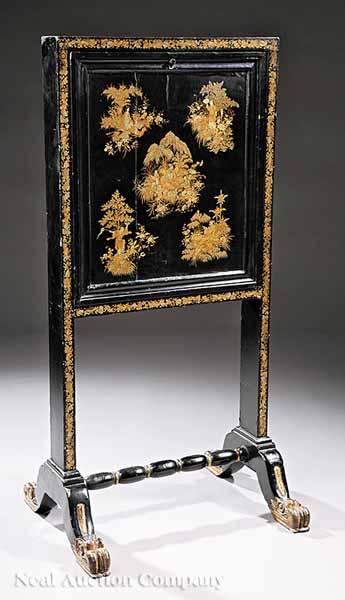 Appraisal: A Regency Japanned Papier-Mache Firescreen early th c the molded