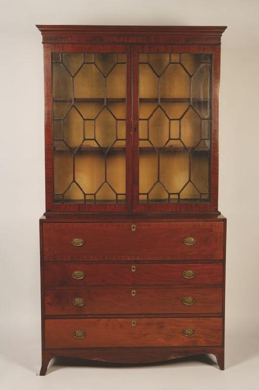 Appraisal: A GEORGE III MAHOGANY LIBRARY BOOKCASE the upper section with