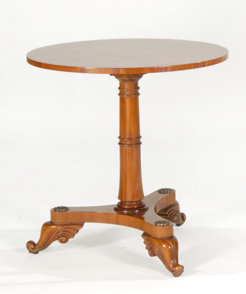 Appraisal: CLASSICAL-STYLE CENTER TABLE In mahogany veneer with burl walnut and