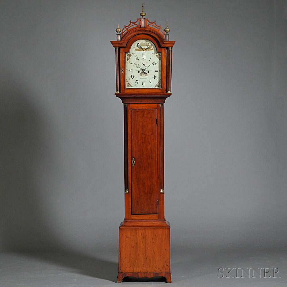 Appraisal: Cherry Carved Tall Case Clock Daniel Porter Williamstown Massachusetts c