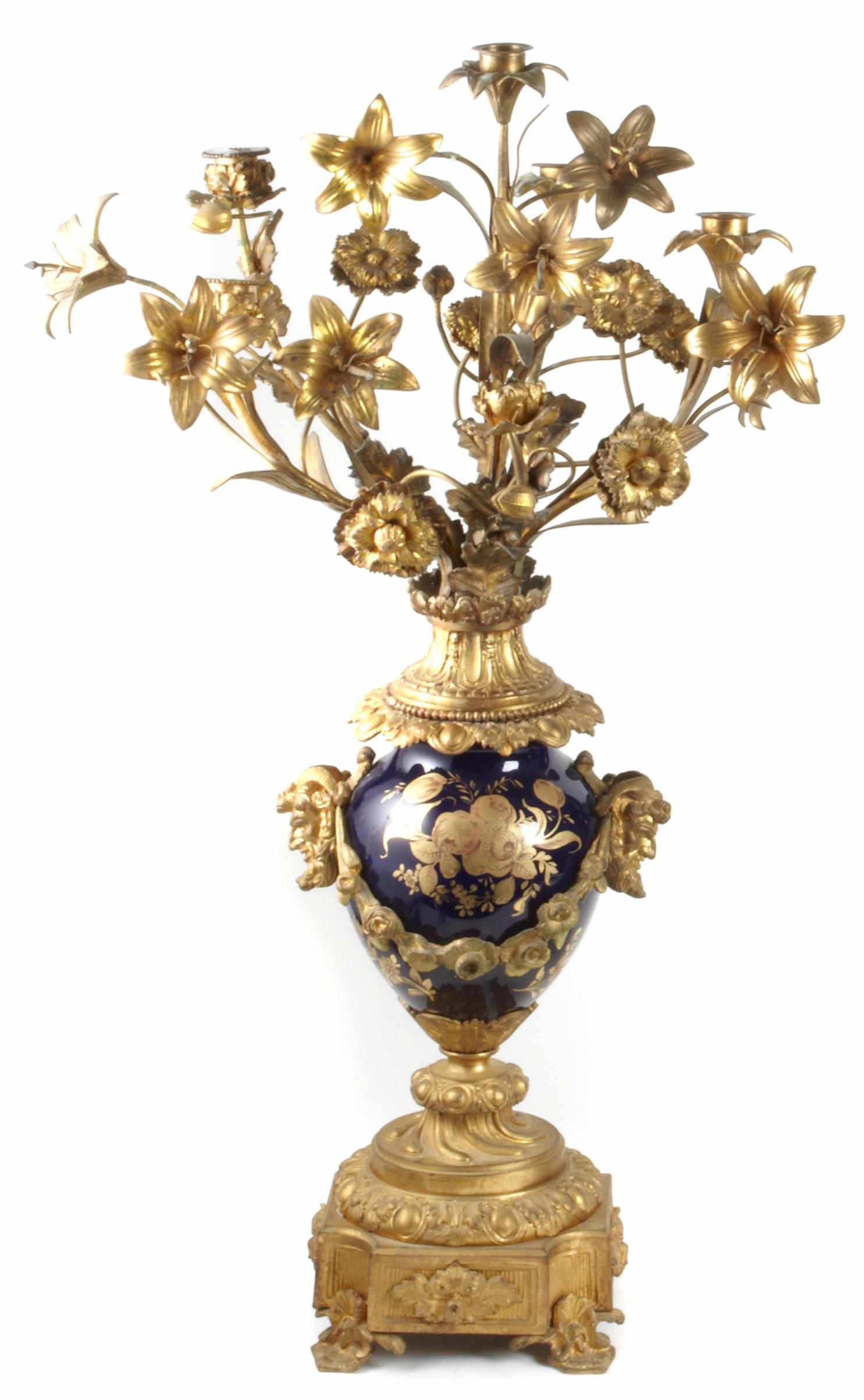 Appraisal: A Louis XVI style gilt bronze mounted porcelain six light