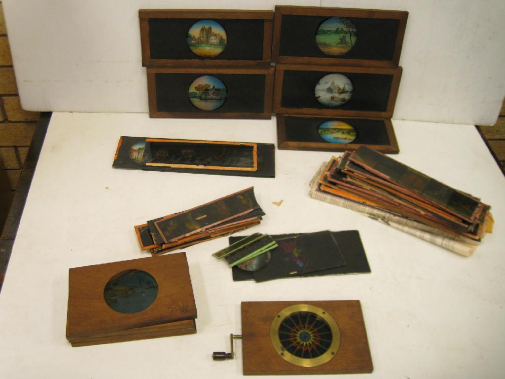 Appraisal: A quantity of coloured circular Lantern Slides including Children's nursery