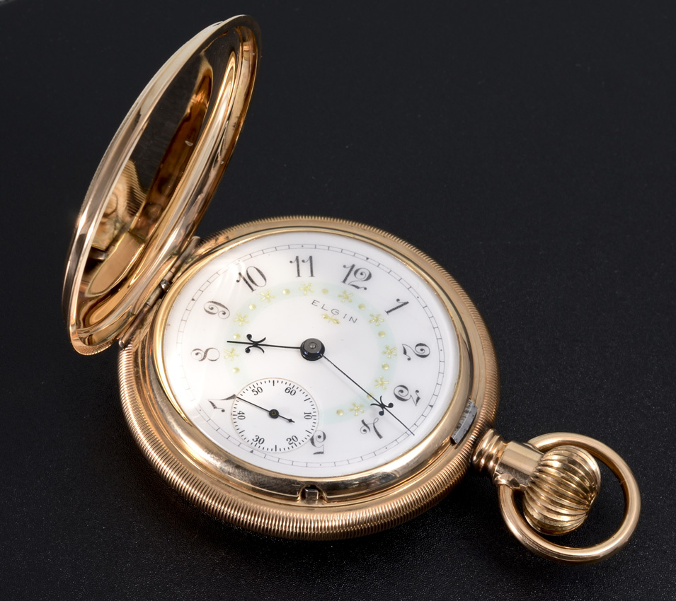 Appraisal: K YELLOW GOLD ELGIN HUNTER CASE POCKET WATCH Circa size