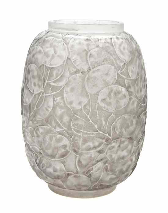 Appraisal: A Rene Lalique Molded and Frosted Glass Vase Monnaie du