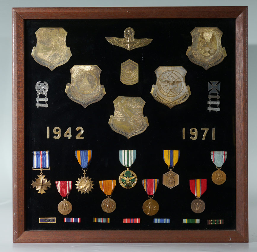 Appraisal: FRAMED COLLECTION OF US AIR FORCE MEDALS Spanning a lifetime