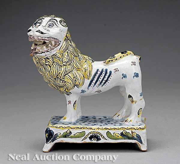 Appraisal: A French Fa ence Figure of a Lion mid- th