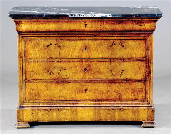 Appraisal: Charles X fruitwood and marbletop commode late th early th