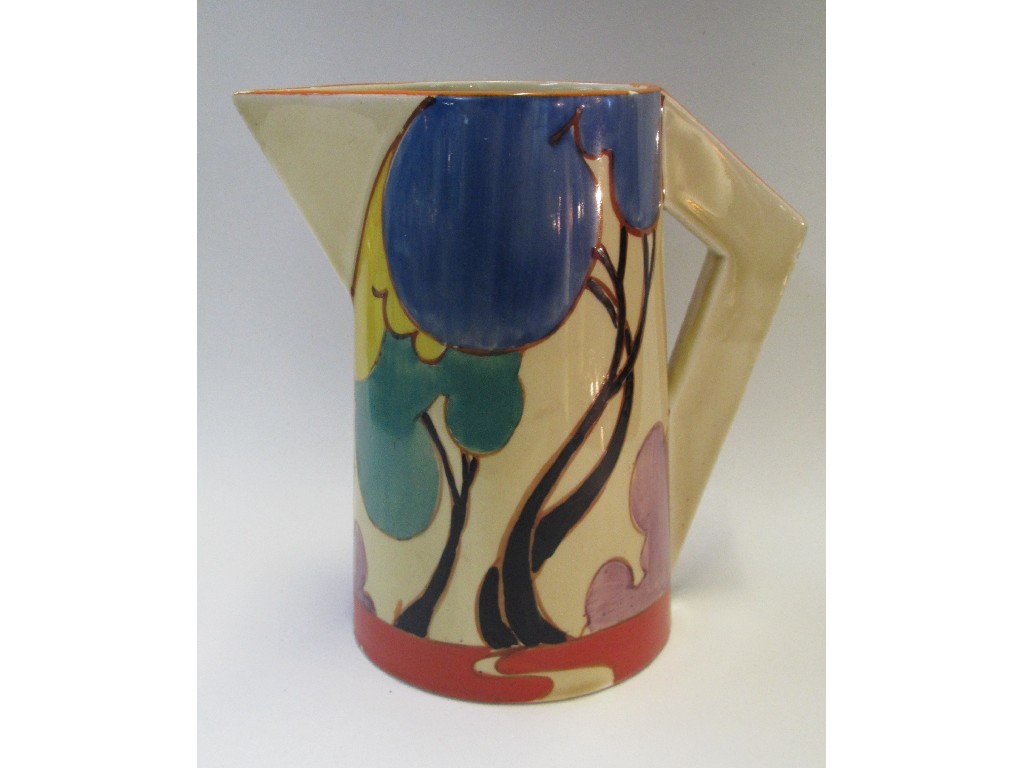 Appraisal: A Clarice Cliff jug painted with 'Autumn' design printed Fantasque