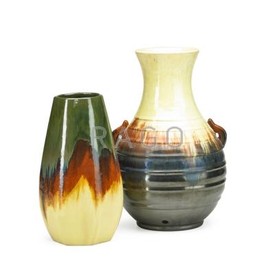 Appraisal: FULPER Two vases Ivory and Mahogany Flambe Flemington NJ s