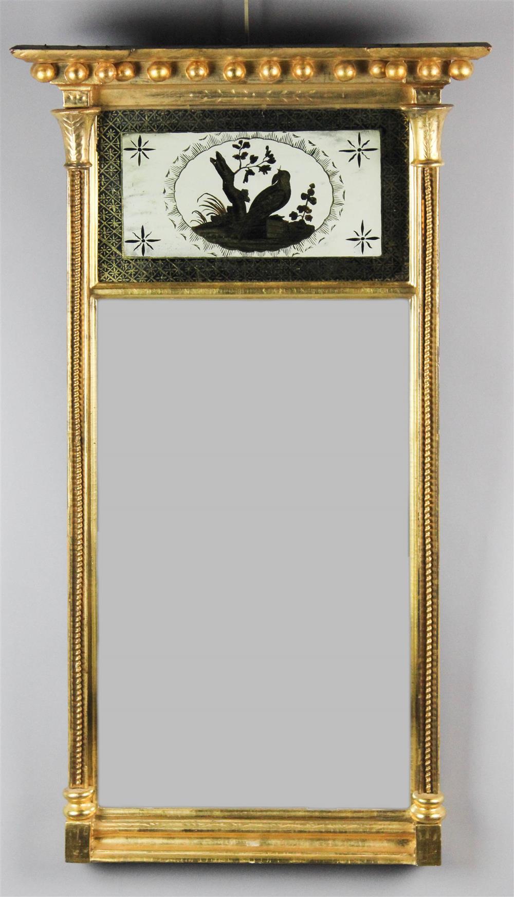 Appraisal: FINE FEDERAL GILTWOOD PIER MIRROR WITH EGLOMISE PANEL CIRCA the