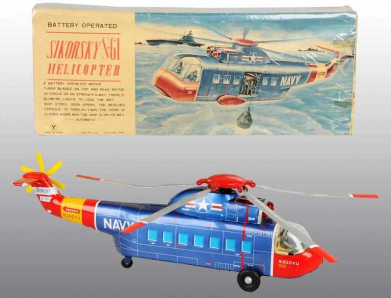 Appraisal: Tin Sikorsky S- Helicopter Battery-Operated Toy Description Japanese Working Large