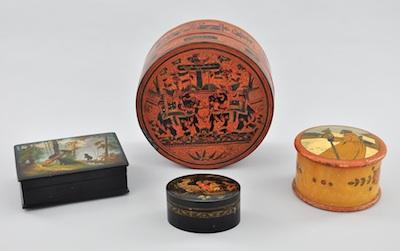 Appraisal: A Collection of Three Russian Boxes and One Burmese Betel