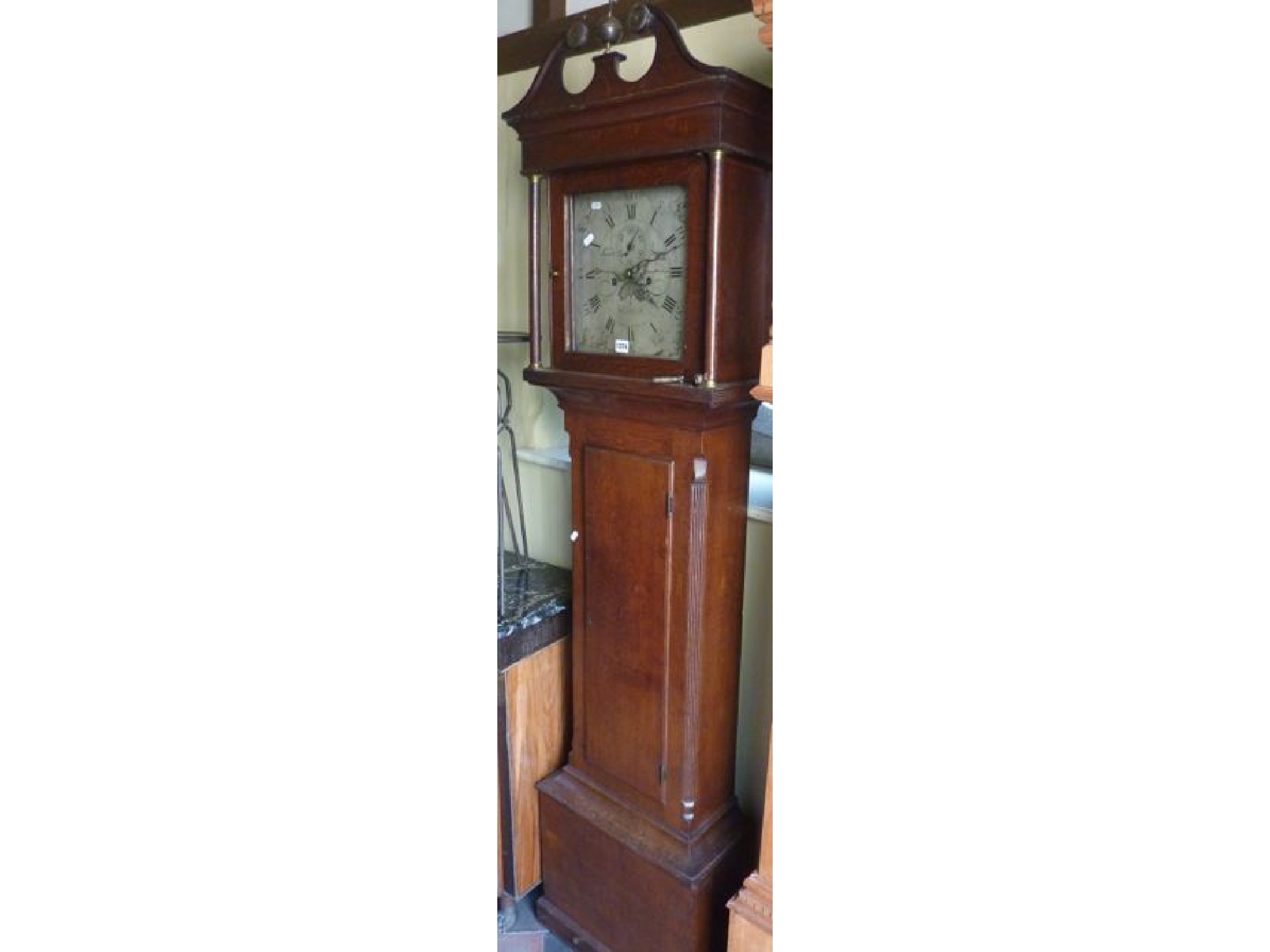 Appraisal: An th century oak long case clock the hood with