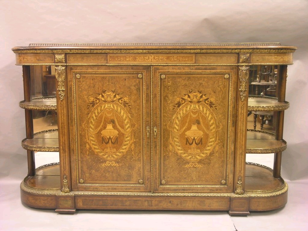 Appraisal: A fine quality Edwards Roberts credenza burr walnut with ormolu