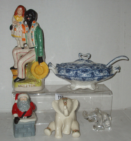 Appraisal: Wade Santa In a Chimney Lenox China Elephant Blue White