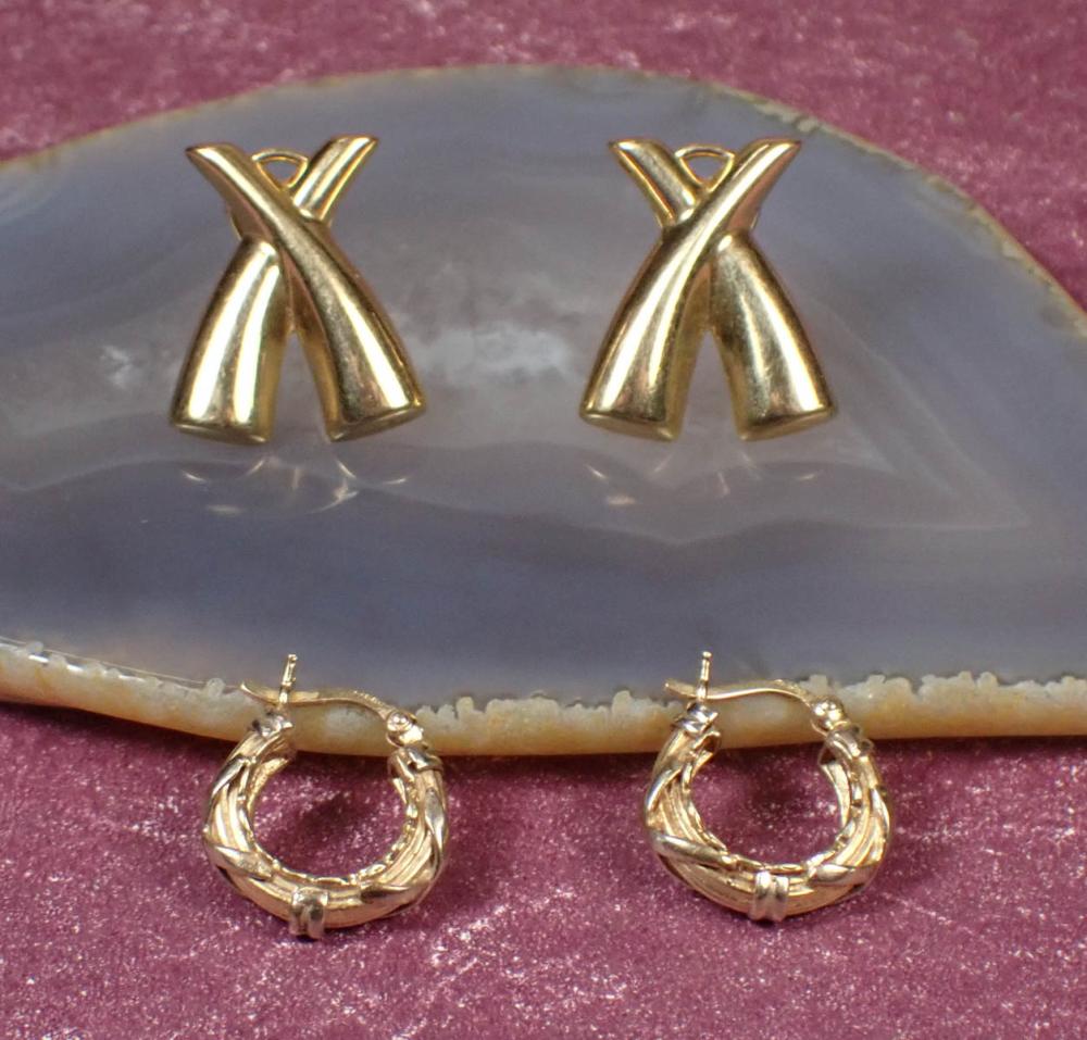 Appraisal: TWO PAIRS OF FOURTEEN KARAT GOLD EARRINGS pair of k