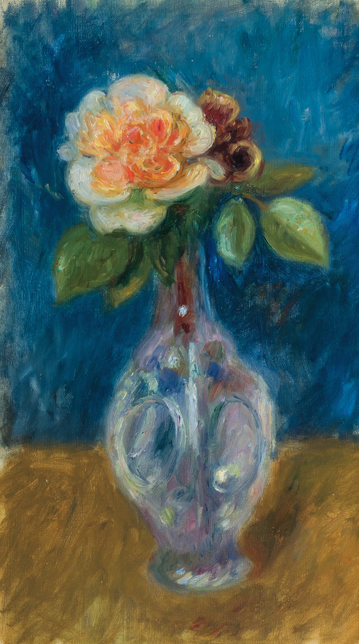 Appraisal: WILLIAM GLACKENS American - Rose in a Vase oil on