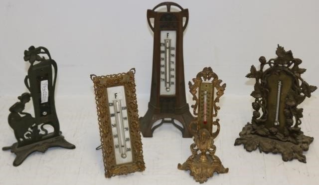 Appraisal: COLLECTION OF FIVE MISCELLANEOUS LATE THCENTURY THERMOMETERS TO INCLUDE TWO