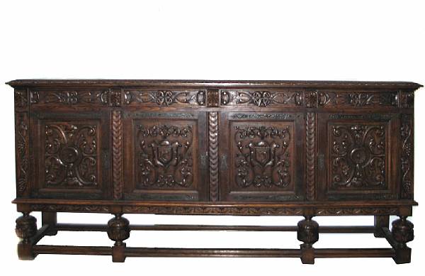 Appraisal: A Renaissance style carved oak sideboard second half th century