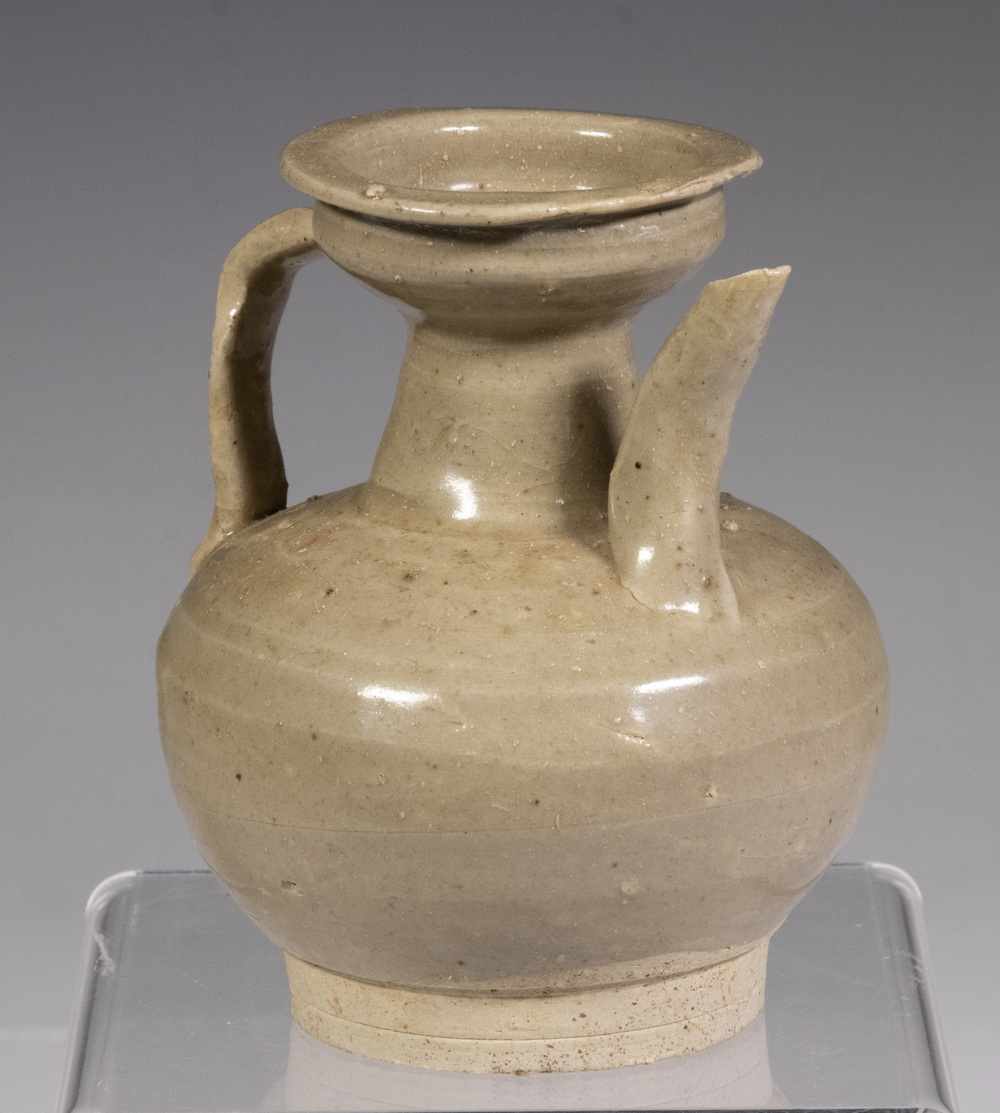 Appraisal: CHINESE SONG DYNASTY MINIATURE CELADON STONEWARE WINE JUG Pale Celadon