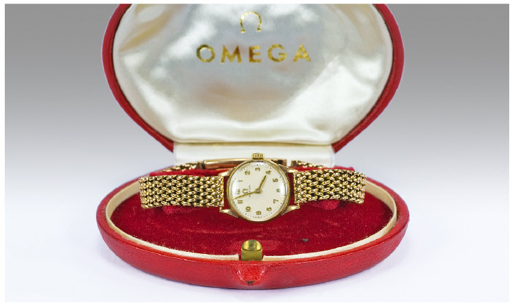 Appraisal: Ladies ct Gold Omega Wristwatch Cream Dial With Arabic Numerals