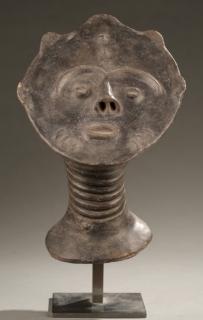 Appraisal: Asante style terracotta head th century Asante terracotta funerary head