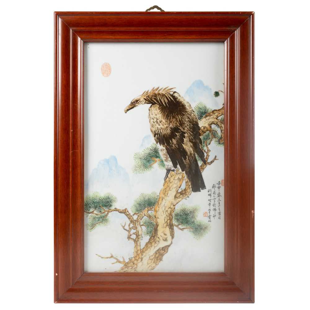 Appraisal: FAMILLE ROSE ' EAGLE' PORCELAIN PLAQUE TH CENTURY finely painted