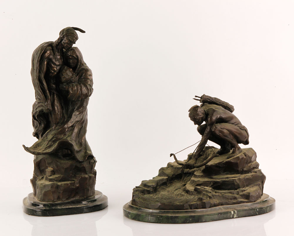 Appraisal: - Slockbower Against the Wind and The Hunter Bronze Two