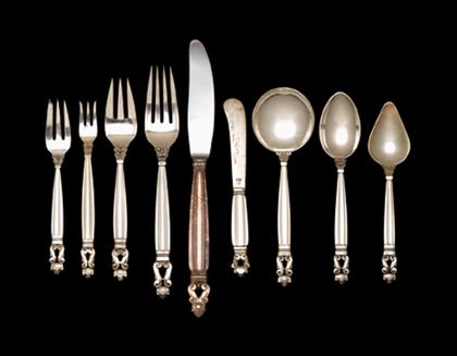 Appraisal: Georg Jensen 'Acorn' pattern sterling silver flatware service Comprising dinner