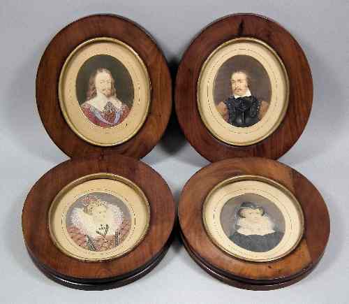 Appraisal: th th Century English School - Four miniature paintings -