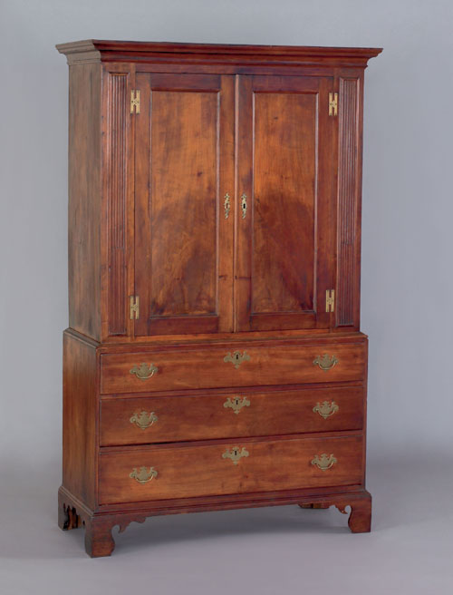 Appraisal: Pennsylvania or New Jersey cherry linen press ca in two