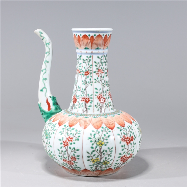 Appraisal: Chinese famille verte enameled porcelain ewer with floral designs to