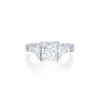 Appraisal: A Set with a -carat radiant-cut diamond with H color