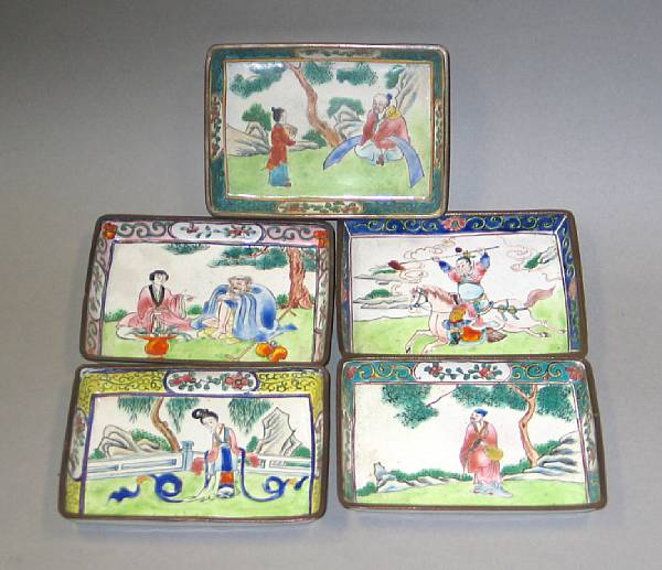 Appraisal: A group of Canton enameled metal decorations Including five Canton