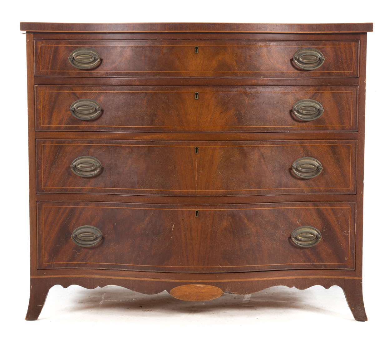 Appraisal: Federal style inlaid mahogany bachelor's chest four graduated drawers with