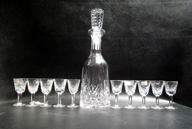 Appraisal: WATERFORD CUT CRYSTAL DECANTER AND CORDIAL SET eleven pieces in