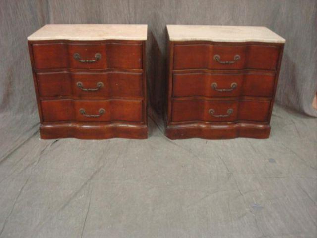 Appraisal: Pair of Mahogany Block Front Marbletop Chests From a Bronxville