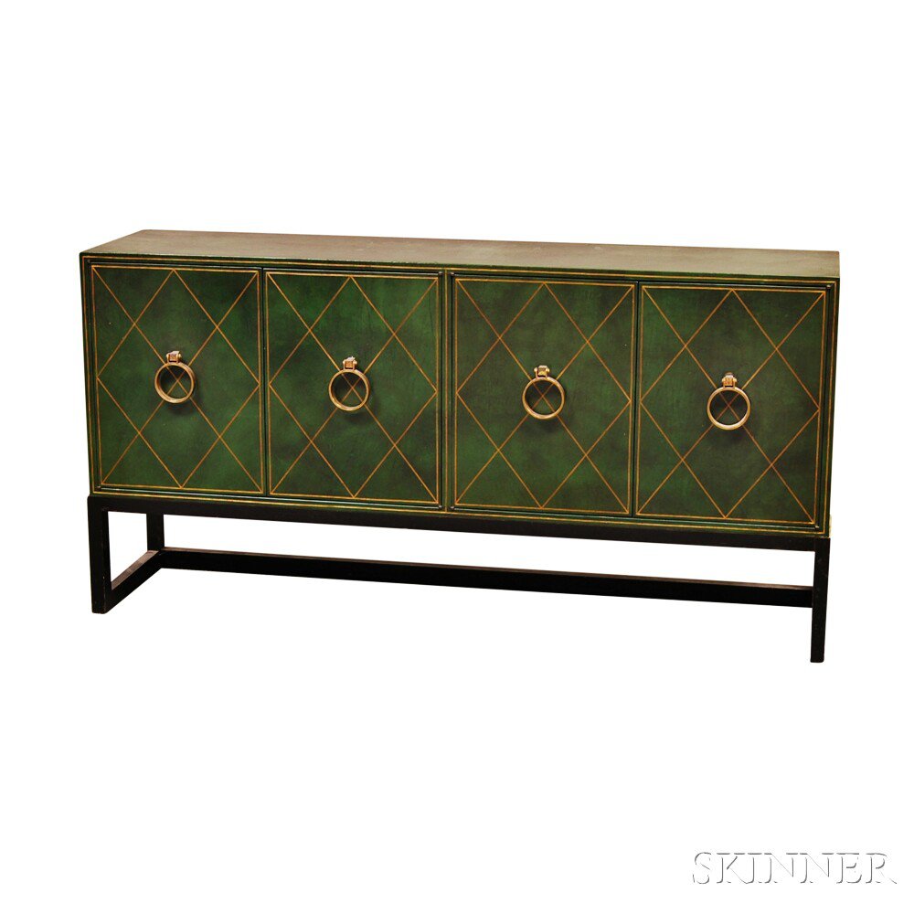 Appraisal: Tommi Parzinger - Credenza Leather wood Charak Modern United States