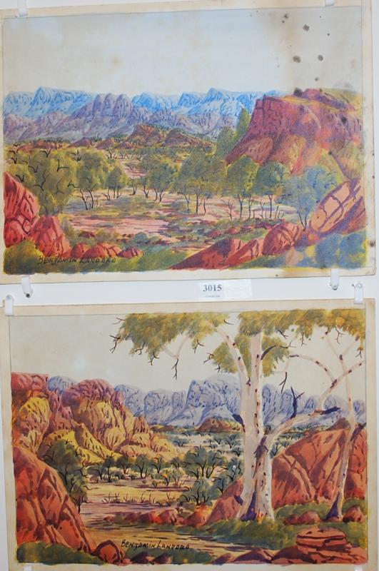 Appraisal: BENJAMIN LANDARA PAIR OF WORKS CENTRAL AUSTRALIA LANDSCAPES WATERCOLOURS X