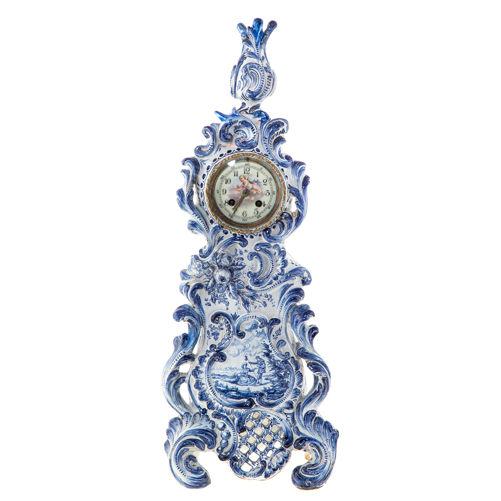 Appraisal: DUTCH BLUE WHITE DELFTWARE CLOCK CASE Second half- th century