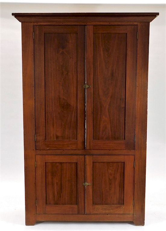 Appraisal: C American Walnut Linen Press Cupboard Pennsylvania th Century Two