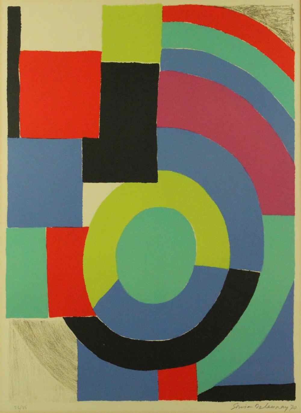 Appraisal: SONIA DELAUNAY-TERK FRENCH - COMPOSITION WITH SQUARES AND SPIRAL -