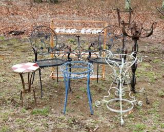 Appraisal: Misc Vintage Wrought Iron Garden Items UNITED STATES MID TH